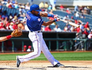 Mar 24, 2015; Surprise, AZ, USA; Texas Rangers shortstop Elvis Andrus against the Los Angeles Angels in a spring training game at Surprise Stadium. Mandatory Credit: Mark J. Rebilas-USA TODAY Sports ORG XMIT: USATSI-220116