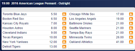 AL Pennant Winner Odds