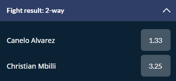Canelo Alvarez vs Christian Mbilli fight winner betting odds from SportsInteraction.com.