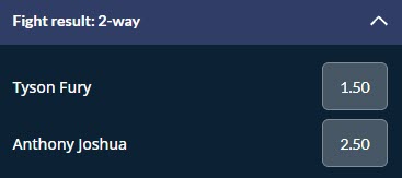 Tyson Fury vs Anthony Joshua fight winner betting odds from SportsInteraction.com.